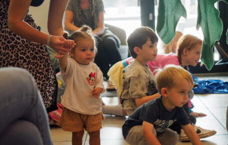 Young children gathered in the cafe area during Lincoln Family Fun Festival.
