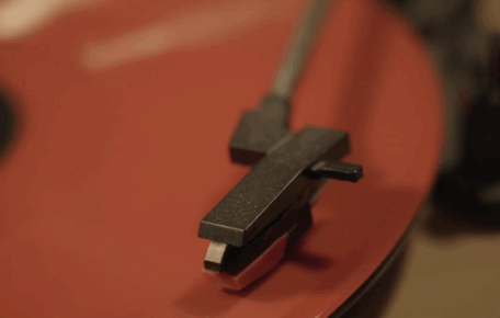 snapshot from The Sound of Southside short film - shows a red record being played close up.