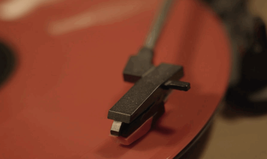 snapshot from The Sound of Southside short film - shows a red record being played close up.