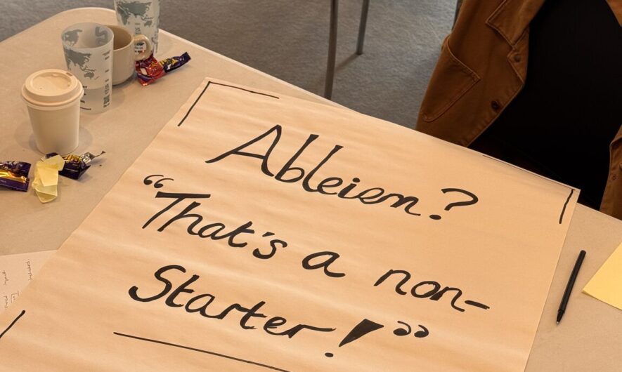 A large piece of paper on a table, with the words 