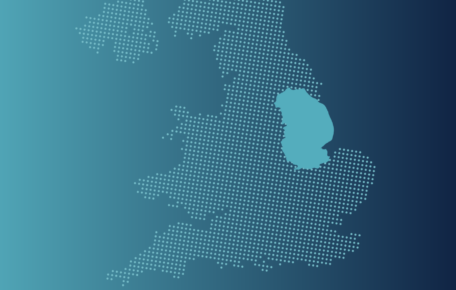 Make of the United Kingdom with Lincolnshire highlighted on a blue gradient background.
